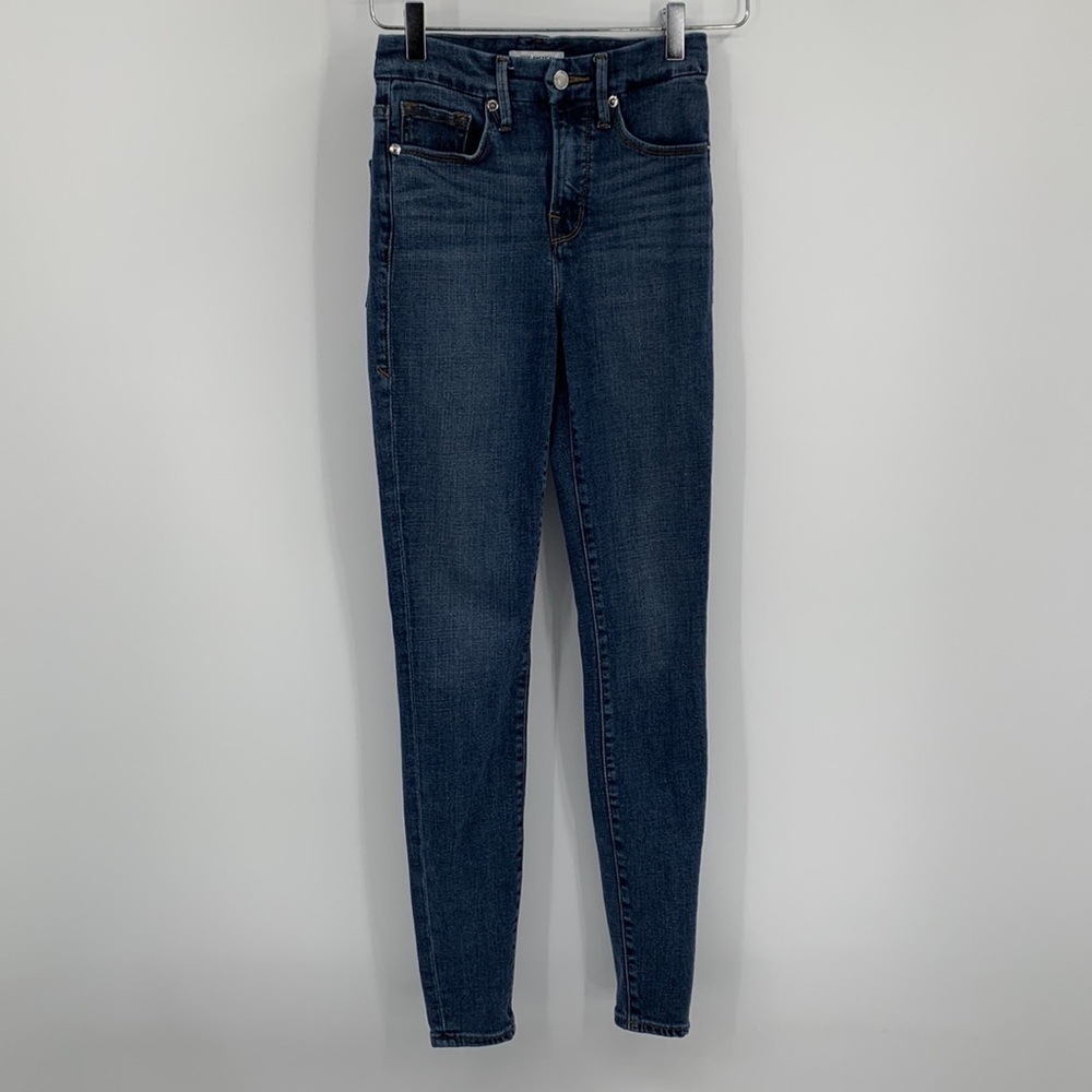 Good American Good Legs Crop high rise skinny jeans denim blue ankle women 25 0